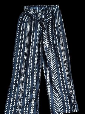 Wide Leg Printed Tie-Waist Pants - Black & White ( NWOT)